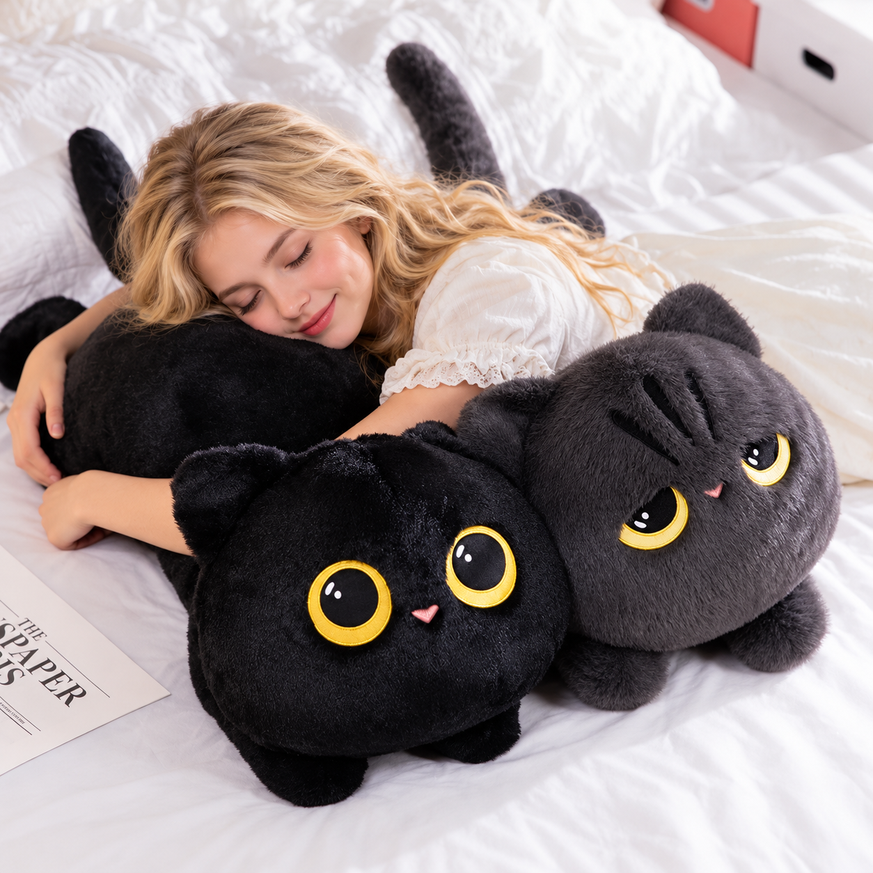 Black Cat Plush Pillow – Cute Kawaii Stuffed Animal Cushion Black Cat Plush Pillow – Cute Kawaii Stuffed Animal Cushion