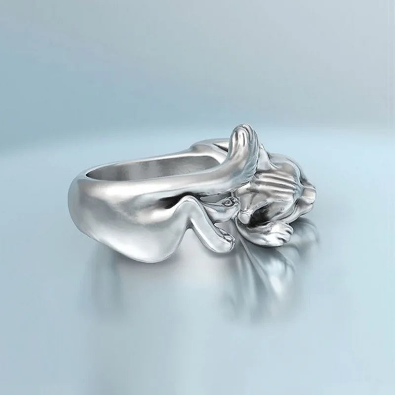 Artistic Frog & Toad Statement Ring – Retro Silver-Tone Adjustable Unisex Jewelry Artistic Frog & Toad Statement Ring – Retro Silver-Tone Adjustable Unisex Jewelry