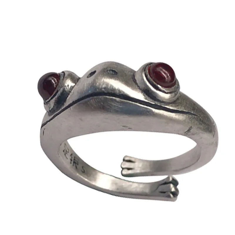 Artistic Frog & Toad Statement Ring – Retro Silver-Tone Adjustable Unisex Jewelry Artistic Frog & Toad Statement Ring – Retro Silver-Tone Adjustable Unisex Jewelry