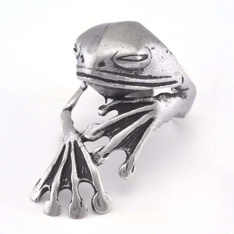 Artistic Frog & Toad Statement Ring – Retro Silver-Tone Adjustable Unisex Jewelry Artistic Frog & Toad Statement Ring – Retro Silver-Tone Adjustable Unisex Jewelry