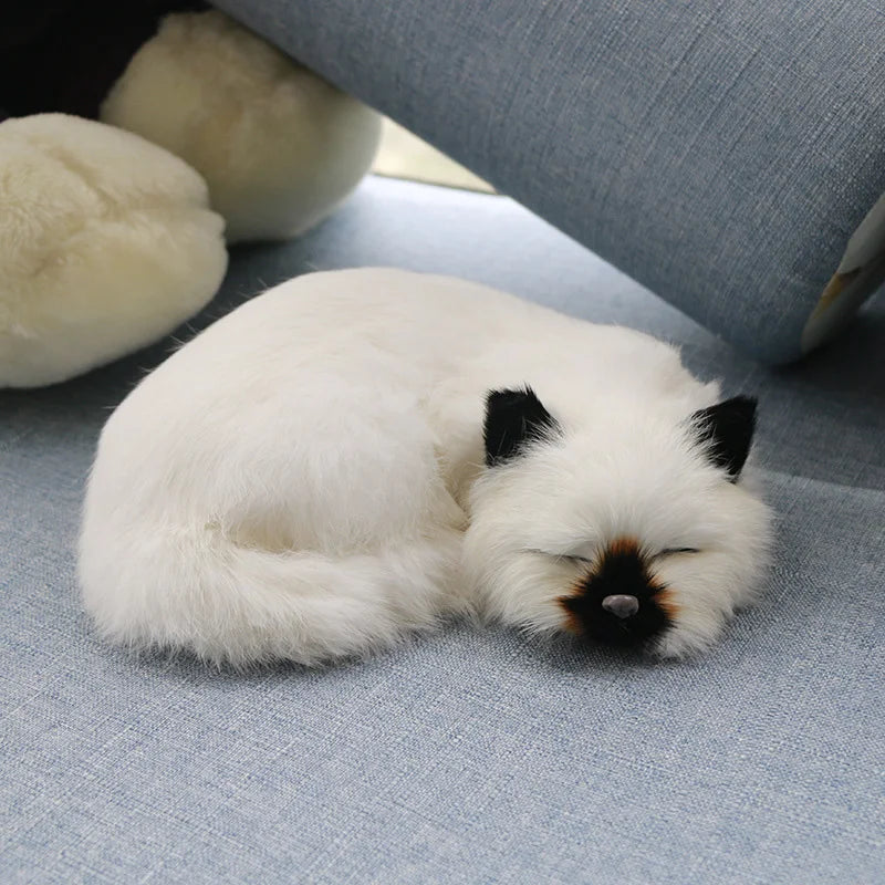 Lifelike Realistic Sleeping Cat Plush Toy 12