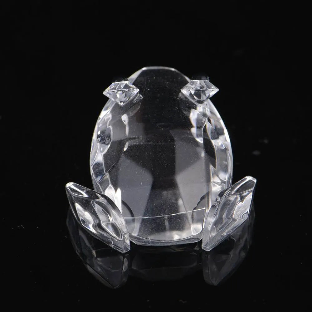 Crystal Glass Frog Figurine Ornament – Handcrafted Animal Paperweight Crystal frog figurine on a black background