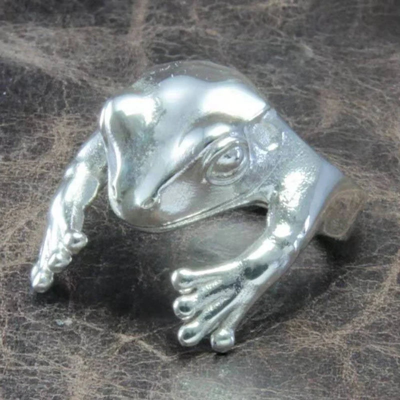 Artistic Frog & Toad Statement Ring – Retro Silver-Tone Adjustable Unisex Jewelry Artistic Frog & Toad Statement Ring – Retro Silver-Tone Adjustable Unisex Jewelry