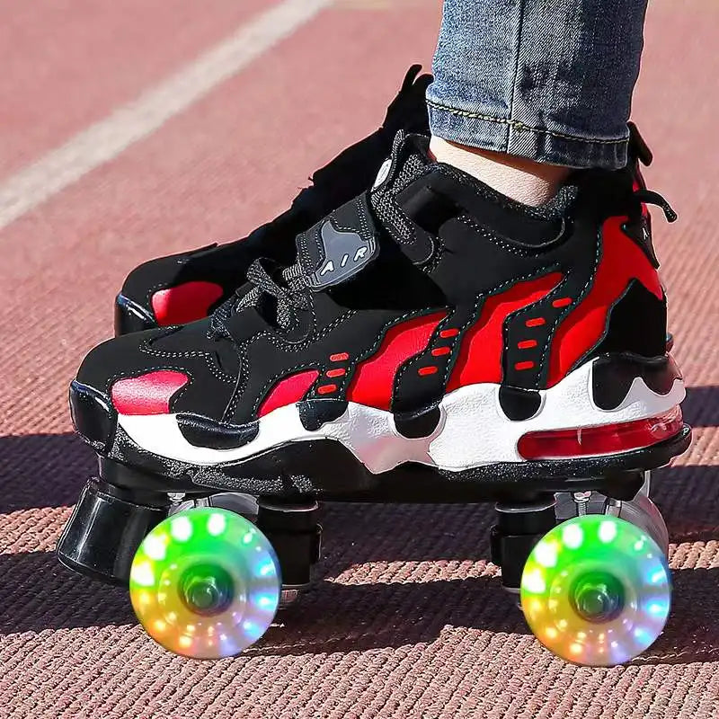 4 Wheel Beginner Roller Skates for Men & Women 4 Wheel Beginner Roller Skates for Men & Women Furvenzy Flash Wheel Men's 5 (Ladies 6)