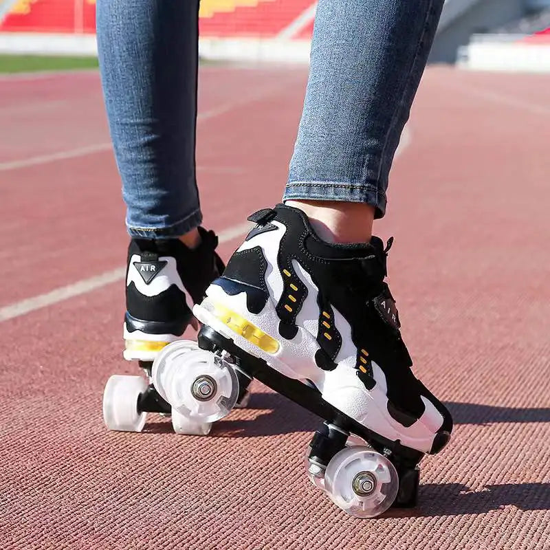 4 Wheel Beginner Roller Skates for Men & Women 4 Wheel Beginner Roller Skates for Men & Women Furvenzy PU Wheel 2 Men's 5 (Ladies 6)