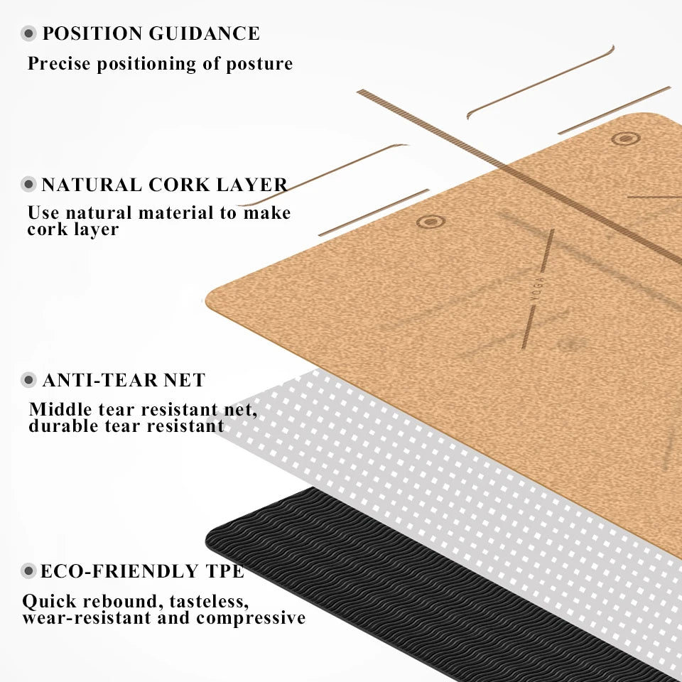 Artistic Natural Cork TPE Yoga Pilates Mat Artistic Natural Cork TPE Yoga Pilates Mat Furvenzy