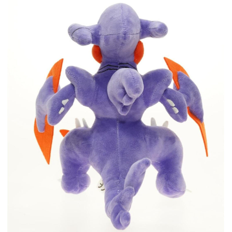 Pokemon Garchomp Plush Toy – Garchomp, Gabite & Gible Stuffed Animal Plush toy of a purple creature with orange accents on a white background