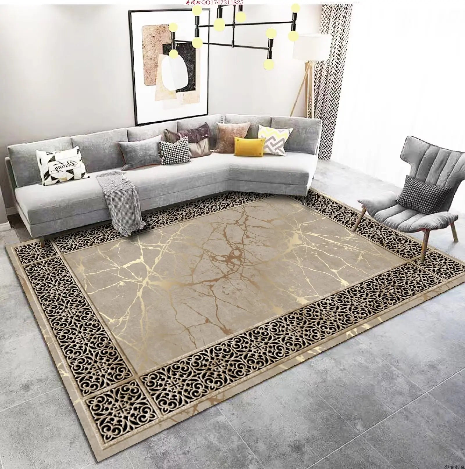 Luxury Living Room Golden Carpet Luxury Living Room Golden Carpet Furvenzy