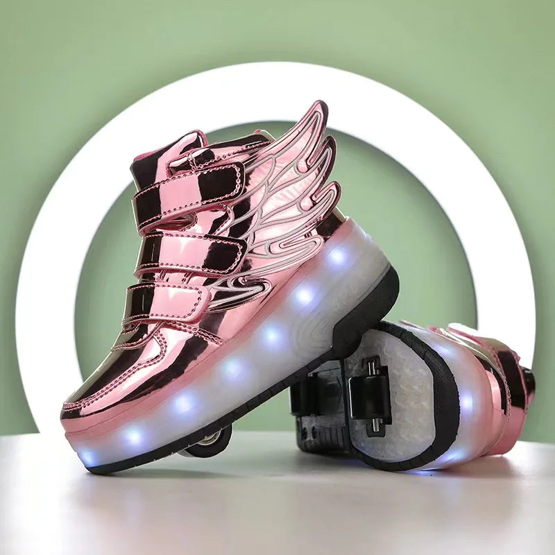 Children Roller Skates LED Sneakers Children Roller Skates LED Sneakers Furvenzy Pink Boy's 1.5 (Girl's 2.5)