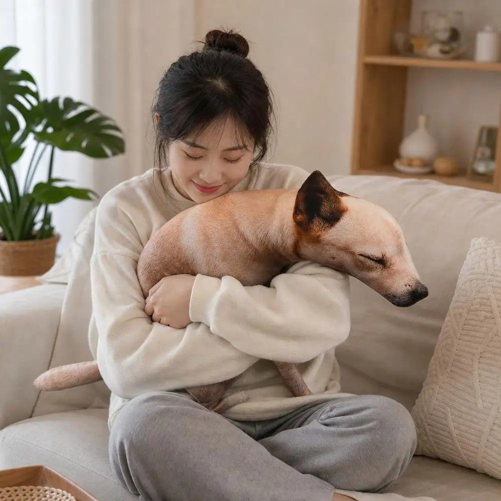 Realistic Squatting Dog Plush Pillow Throw Cushion Realistic Squatting Dog Plush Pillow Throw Cushion