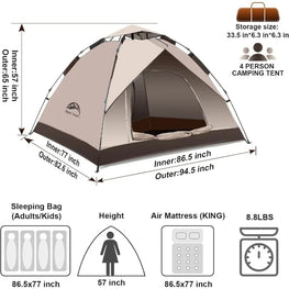 4 Person Instant Camping Tent Furvenzy