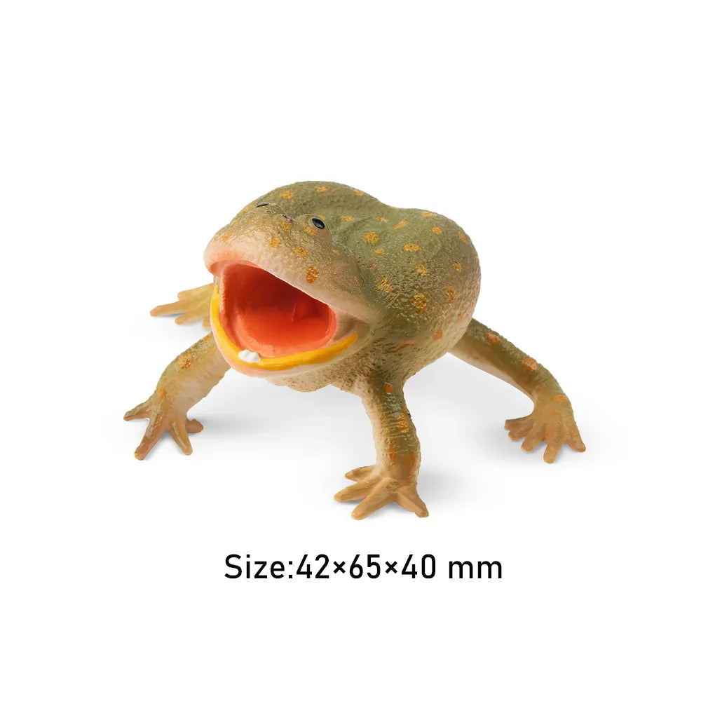 Strawberry Frog Mini Figure – Realistic Animal Model Collectible Toy Toy frog with open mouth on a white background