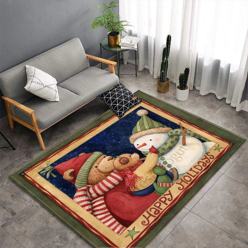 Christmas Santa Elk Living Room Carpet Christmas Santa Elk Living Room Carpet Furvenzy