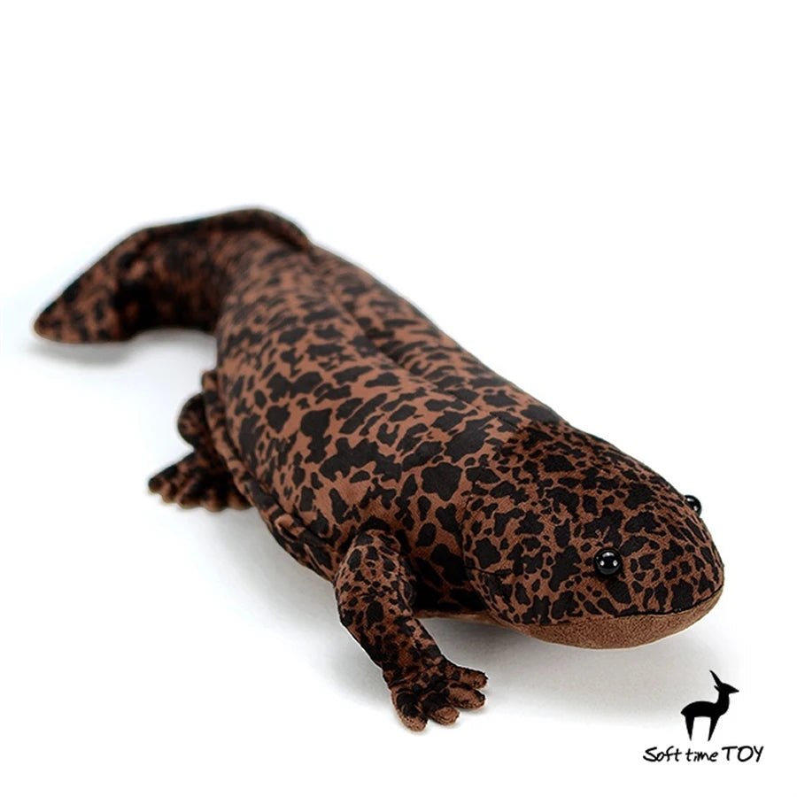 Giant Axolotl Plush Toy – High Fidelity Cute Salamander Plushie Leopard print plush toy on a white background
