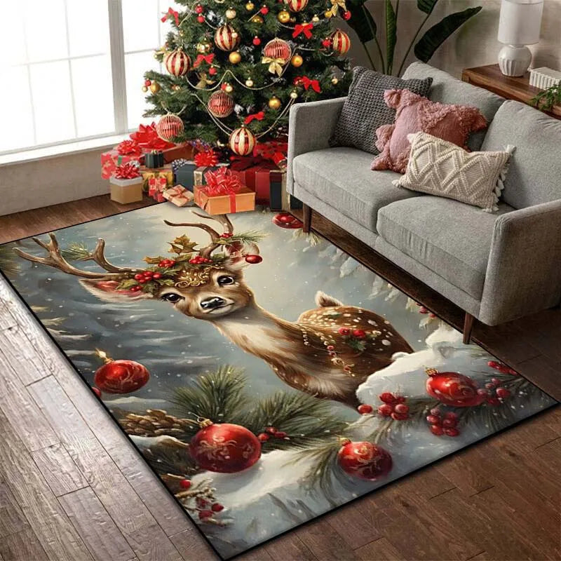 Christmas Reindeer Bedroom Rug Carpet Christmas Reindeer Bedroom Rug Carpet Furvenzy