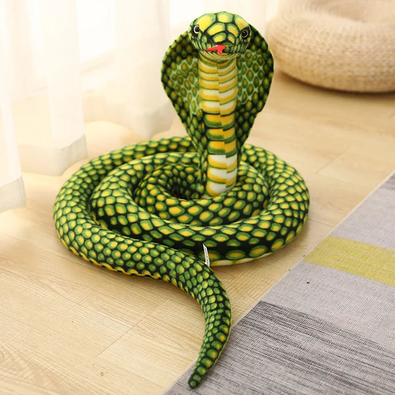 Realistic Cobra Snake Plush Toy Realistic Cobra Snake Plush Toy Furvenzy Green Cobra 80cm