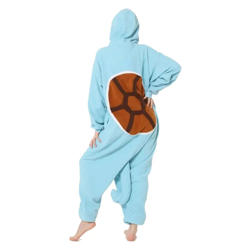 Pokemon Kigurumi Onesie – Snorlax, Gengar Anime Costumes Light blue onesie with a brown shell design on a white background