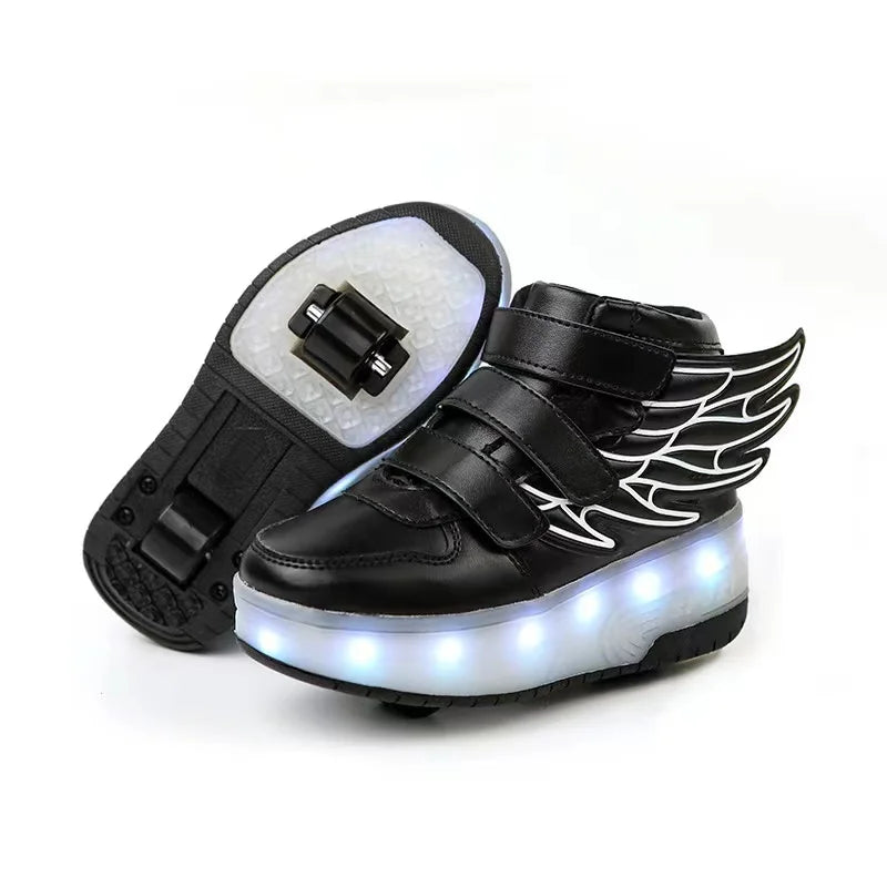 Children Roller Skates LED Sneakers Children Roller Skates LED Sneakers Furvenzy Black Boy's 1.5 (Girl's 2.5)