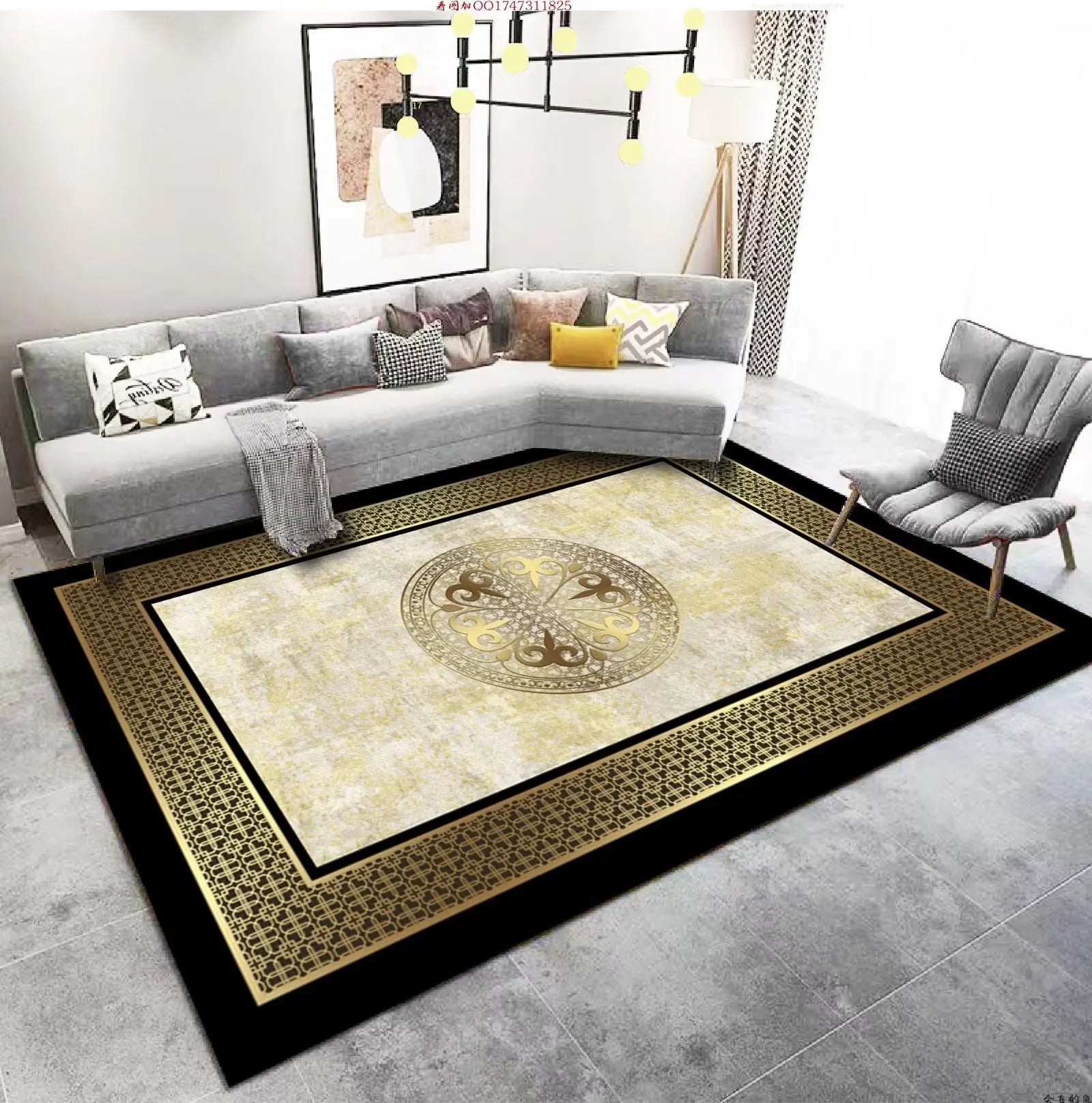 Luxury Living Room Golden Carpet Luxury Living Room Golden Carpet Furvenzy