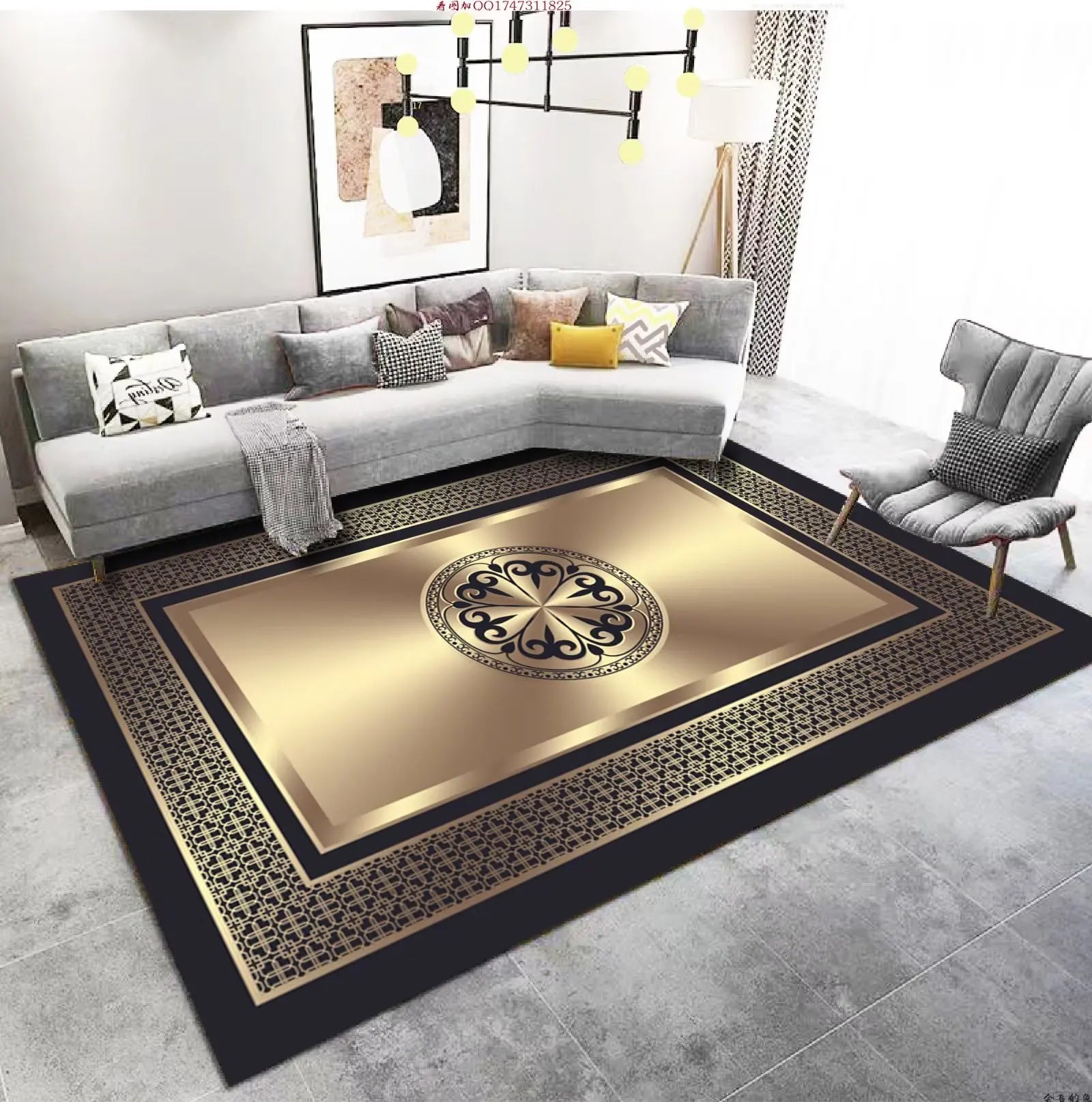 Luxury Living Room Golden Carpet Luxury Living Room Golden Carpet Furvenzy 5 80x160cm 31.5x63in