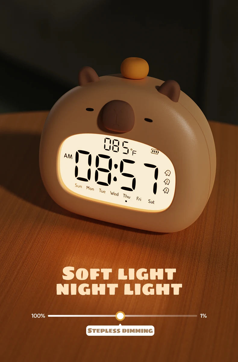 Capybara LED Night Light & Alarm Clock – USB Rechargeable Capybara LED Night Light & Alarm Clock – USB Rechargeable
