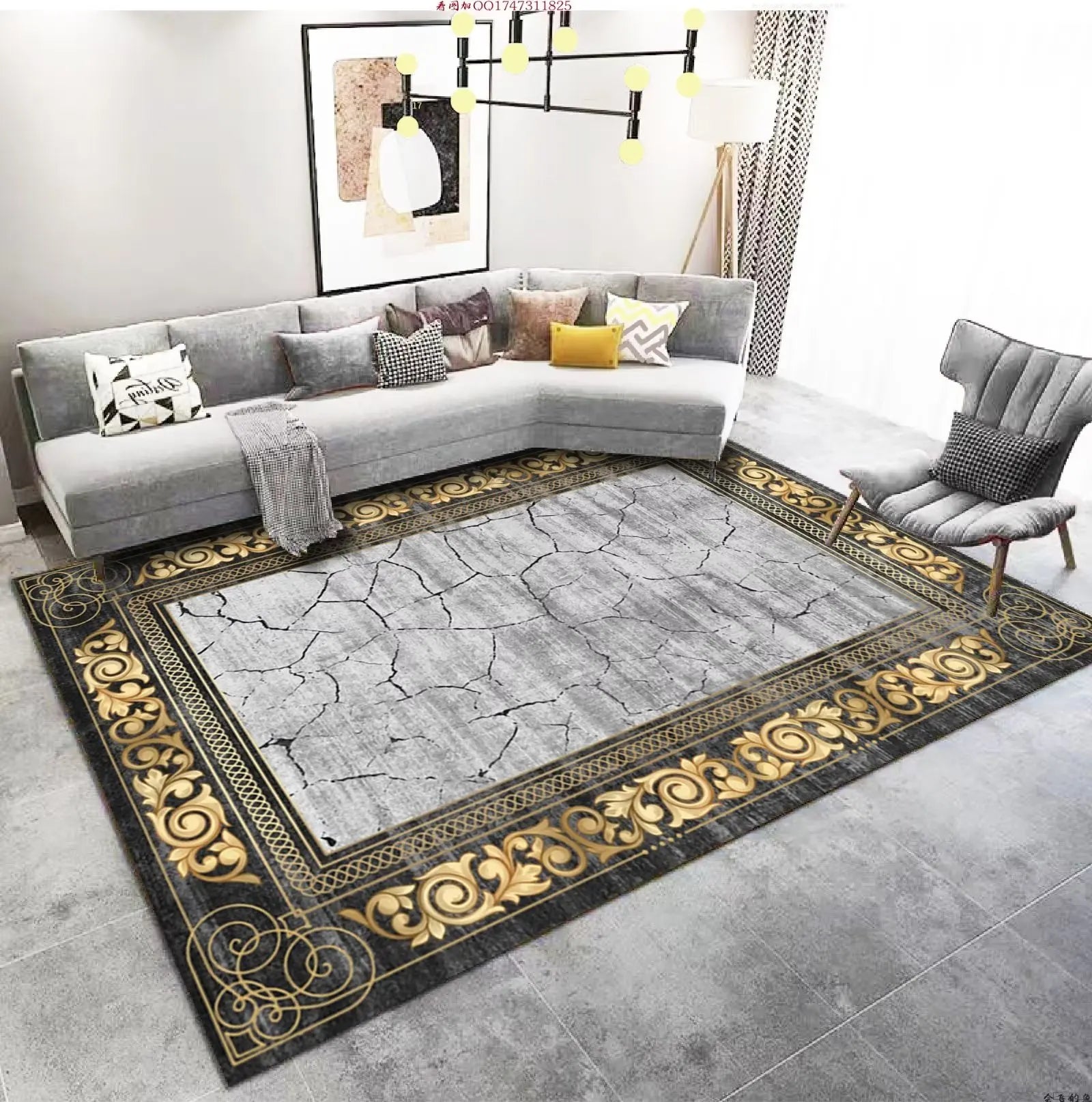 Luxury Living Room Golden Carpet Luxury Living Room Golden Carpet Furvenzy