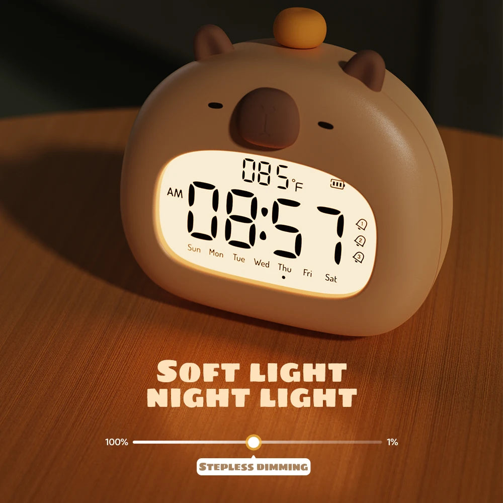 Capybara LED Night Light & Alarm Clock – USB Rechargeable Capybara LED Night Light & Alarm Clock – USB Rechargeable