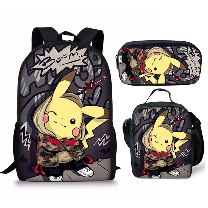 Pokémon Pikachu Backpack School Bag Pokémon Pikachu Backpack School Bag Furvenzy 3PC-G