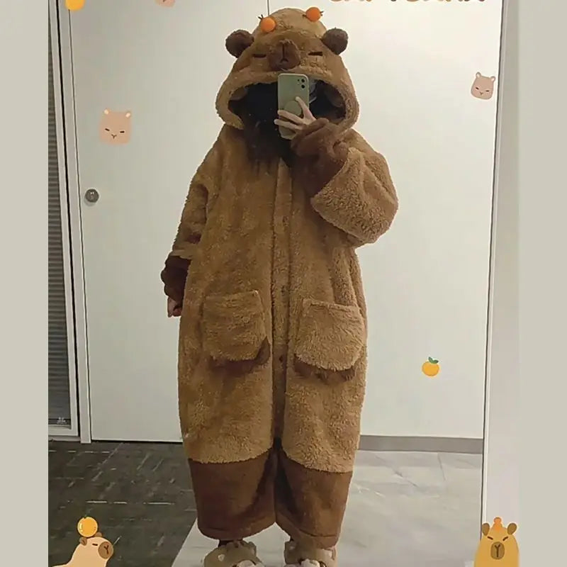 Capybara Onesie Costume Jumpsuit Capybara Onesie Costume Jumpsuit Furvenzy