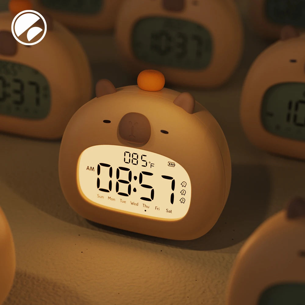Capybara LED Night Light & Alarm Clock – USB Rechargeable Capybara LED Night Light & Alarm Clock – USB Rechargeable