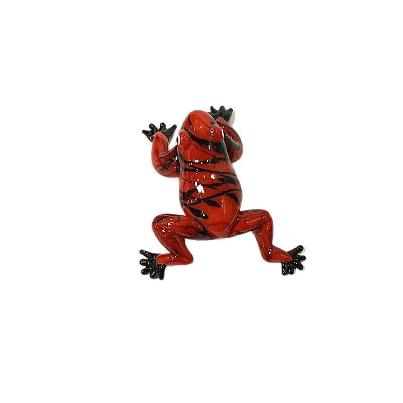 Murano Glass Frog Figurine – Cute Animal Tabletop Home Décor Gift Red and black frog figurine on a white background