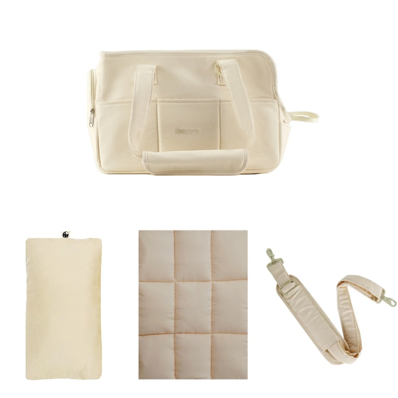 Portable Shoulder Dog Handbag Carrier Portable Shoulder Dog Handbag Carrier Furvenzy Beige pillow suit S