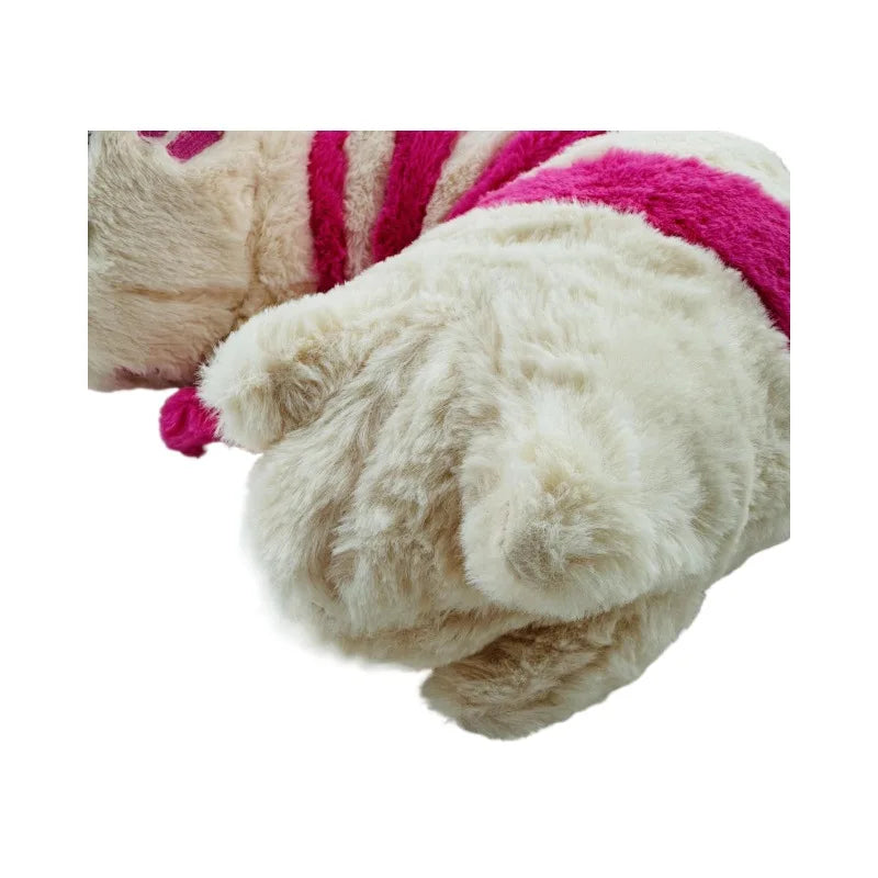 Pokemon Furret, Dratini & Snorlax Plush Neck Pillow Close-up of a plush toy with cream-colored fur and bright pink stripes, isolated on a white background.