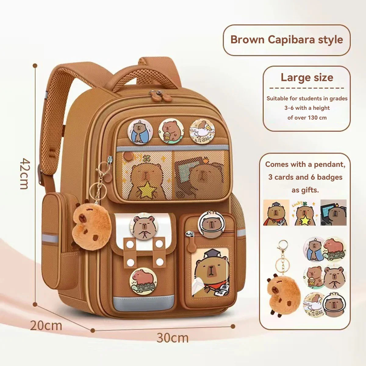 Capybara School Backpack – Large Waterproof Bag with Ergonomic Design Capybara School Backpack – Large Waterproof Bag with Ergonomic Design