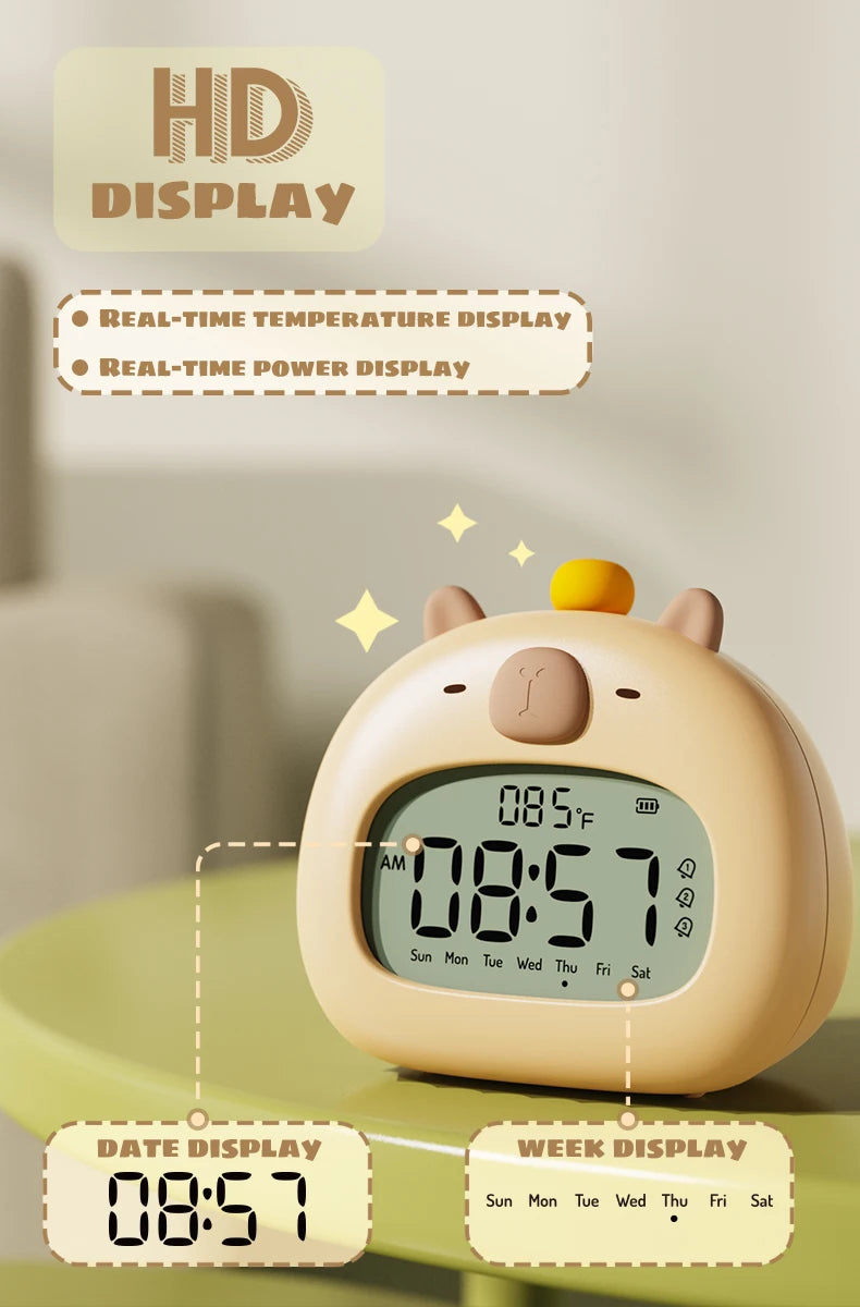 Capybara LED Night Light & Alarm Clock – USB Rechargeable Capybara LED Night Light & Alarm Clock – USB Rechargeable