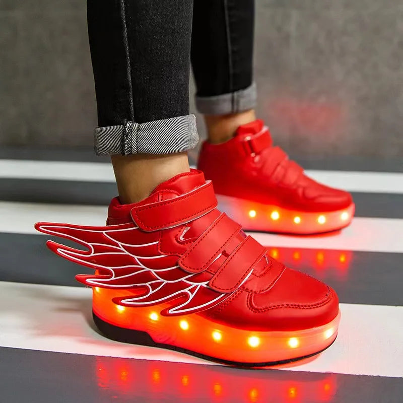 Children Roller Skates LED Sneakers Children Roller Skates LED Sneakers Furvenzy Red Boy's 1.5 (Girl's 2.5)