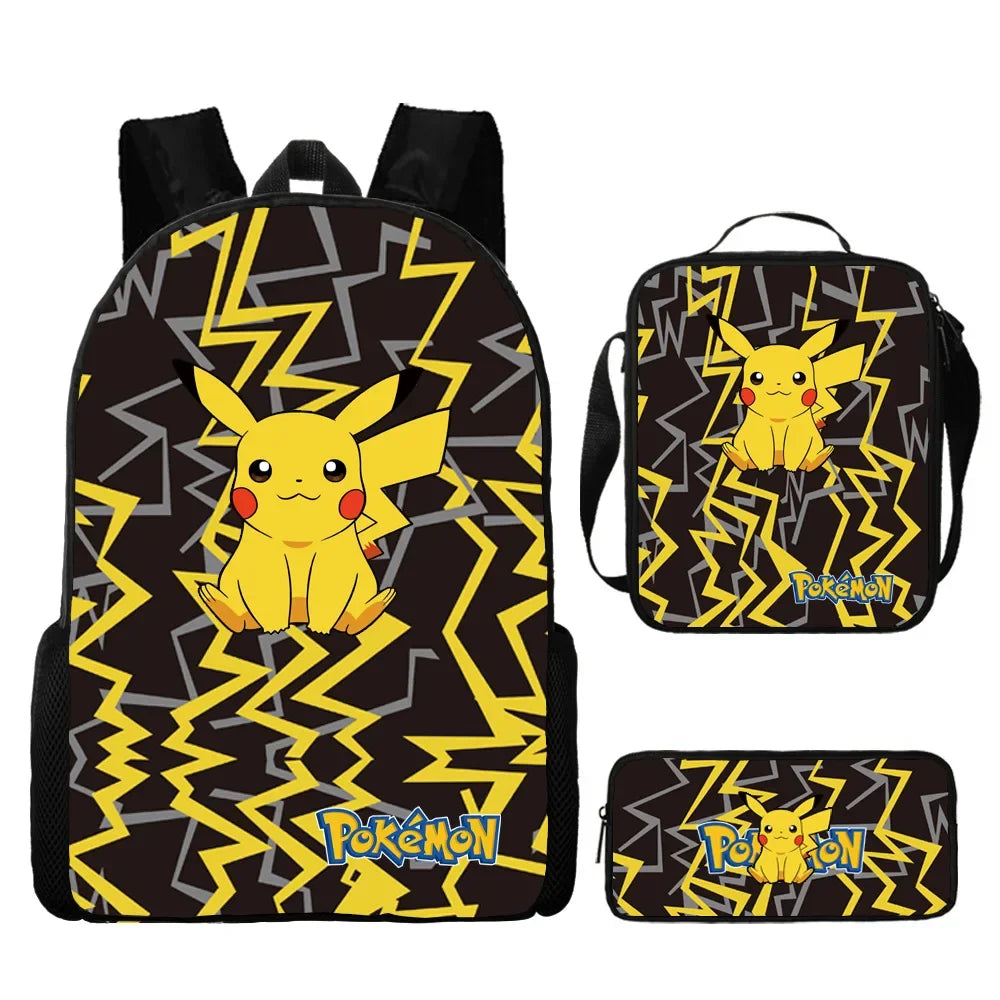 Pokémon Pikachu Backpack School Bag Pokémon Pikachu Backpack School Bag Furvenzy 3PC-F
