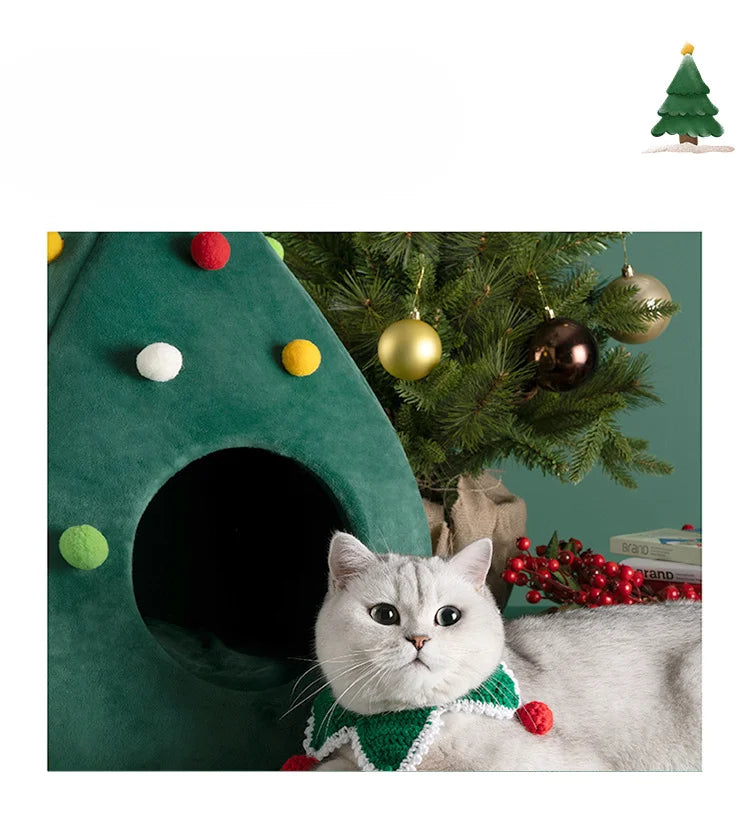 Christmas Cat Dog Pet Bed Cave Christmas Cat Dog Pet Bed Cave Furvenzy