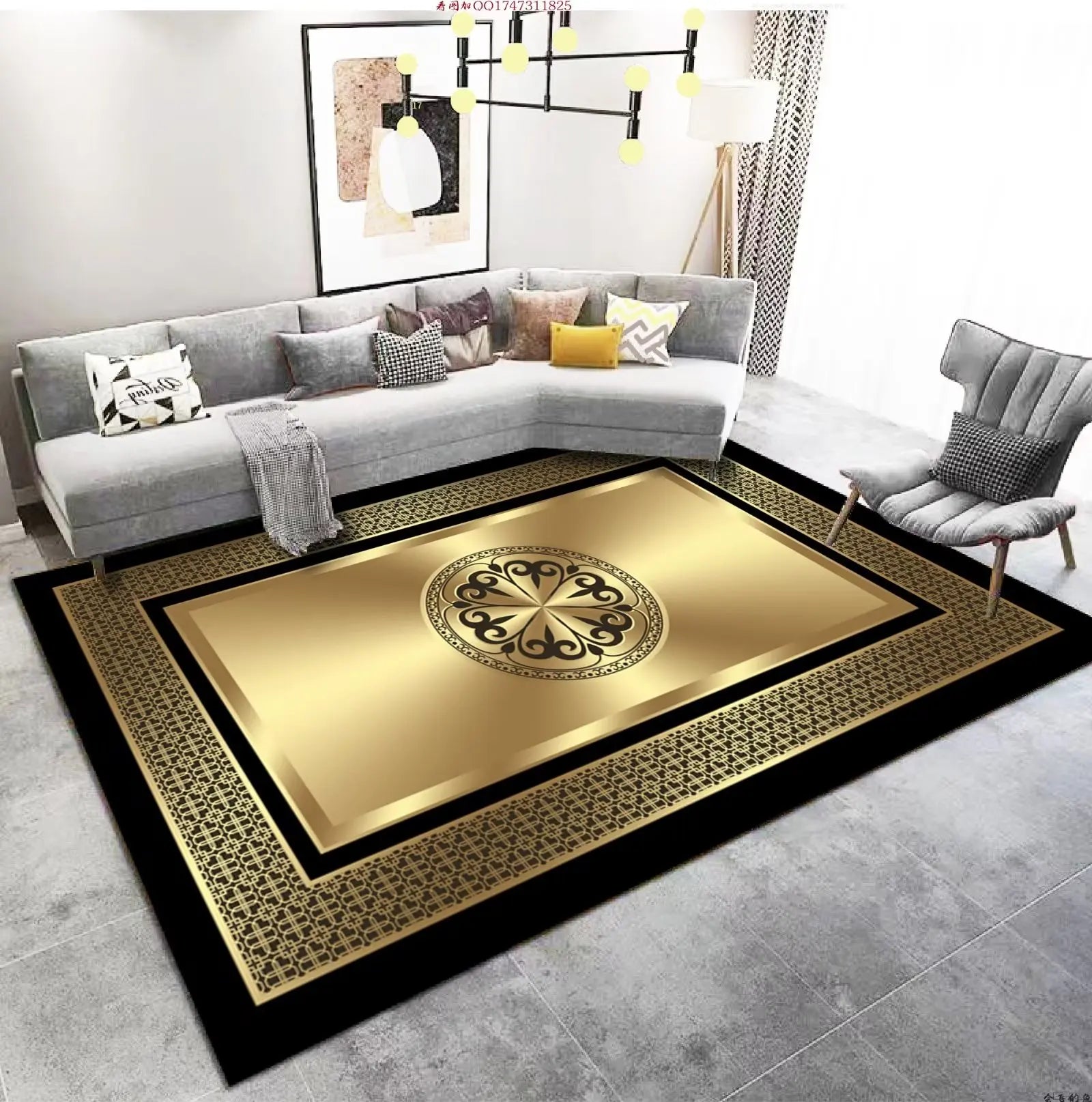 Luxury Living Room Golden Carpet Luxury Living Room Golden Carpet Furvenzy 1 80x160cm 31.5x63in