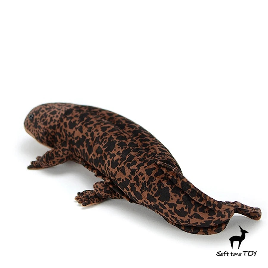 Giant Axolotl Plush Toy – High Fidelity Cute Salamander Plushie Leopard print plush toy on a white background