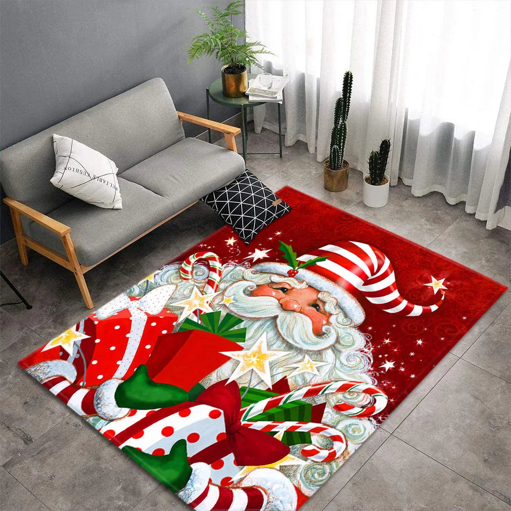 Christmas Santa Elk Living Room Carpet Christmas Santa Elk Living Room Carpet Furvenzy