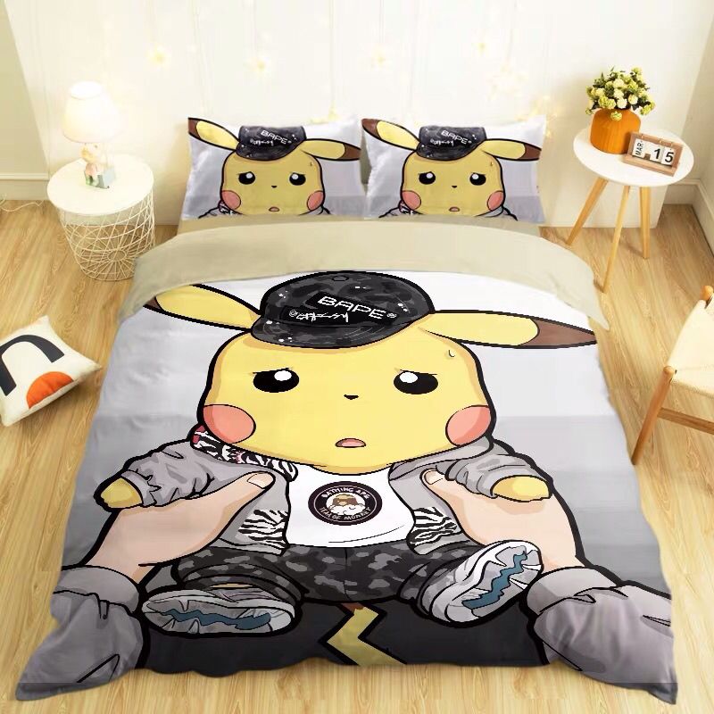 Pokemon Japanese Cartoon Quilt Bed Sheet Pokemon Japanese Cartoon Quilt Bed Sheet Furvenzy US Twin(172cmx218cm) Pokemon--1