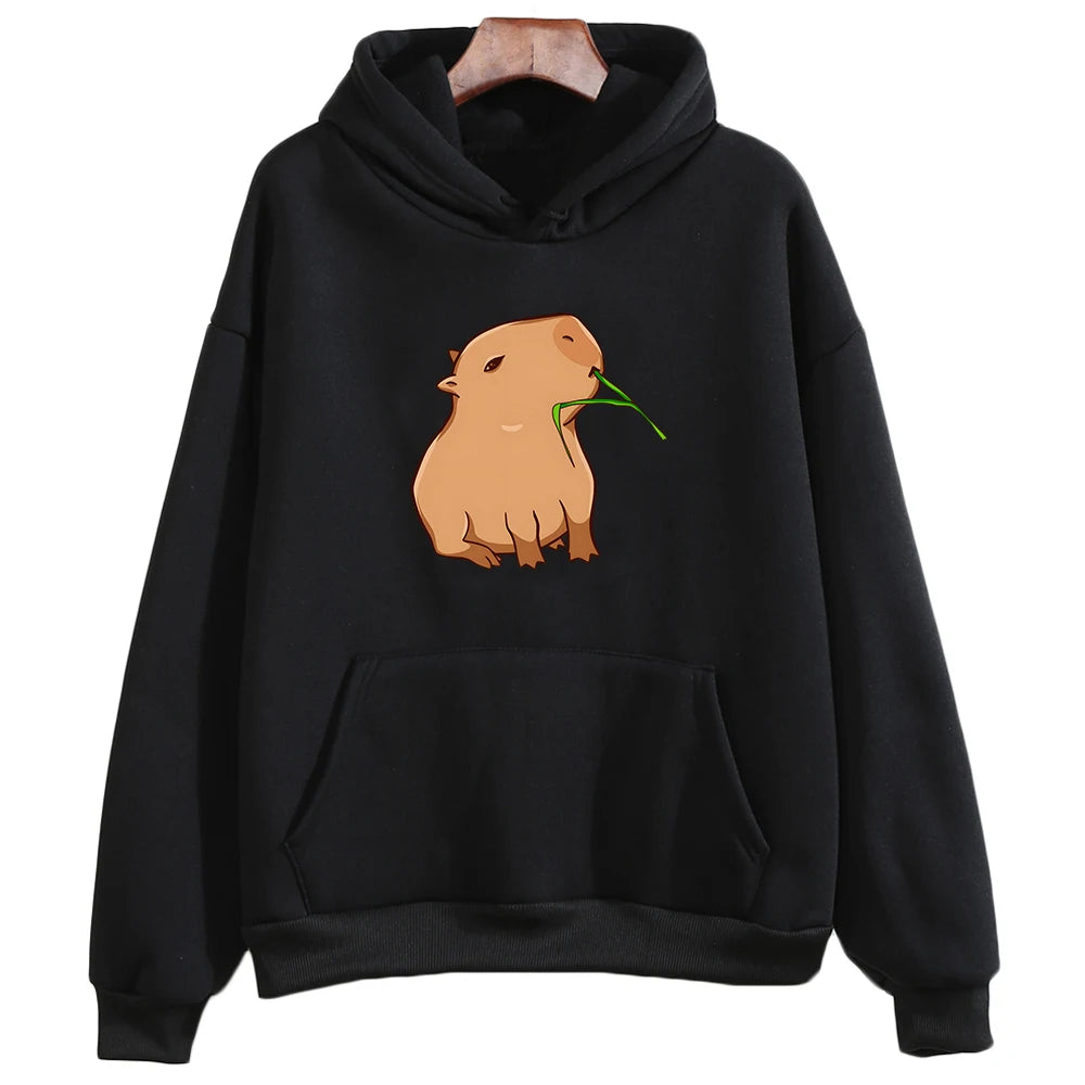 Capybara Hoodie Sweatshirt Capybara Hoodie Sweatshirt Furvenzy Black XS