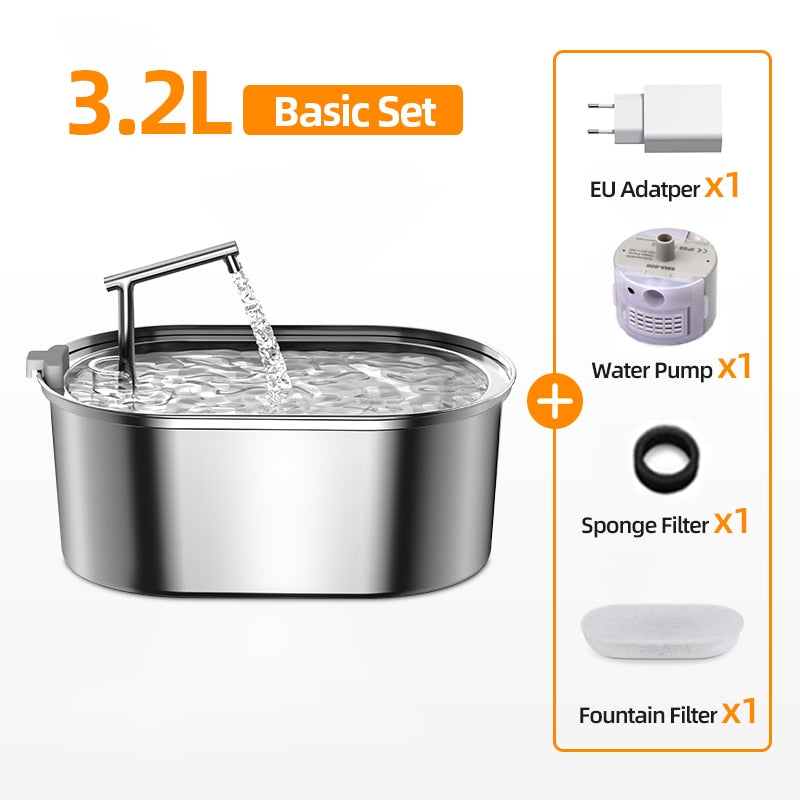 Pet Water Fountain Stainless Steel Pet Water Fountain Stainless Steel Furvenzy Basic Set