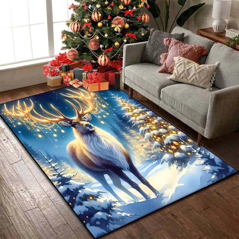 Christmas Reindeer Bedroom Rug Carpet Christmas Reindeer Bedroom Rug Carpet Furvenzy