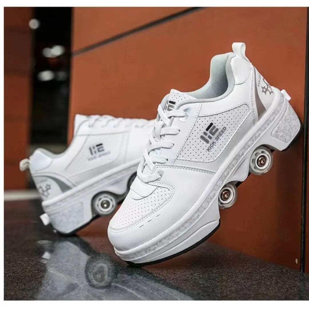 Dual Purpose Roller Skating Deformation Shoes Dual Purpose Roller Skating Deformation Shoes Furvenzy White Men's 3.5 (Ladies 4.5)