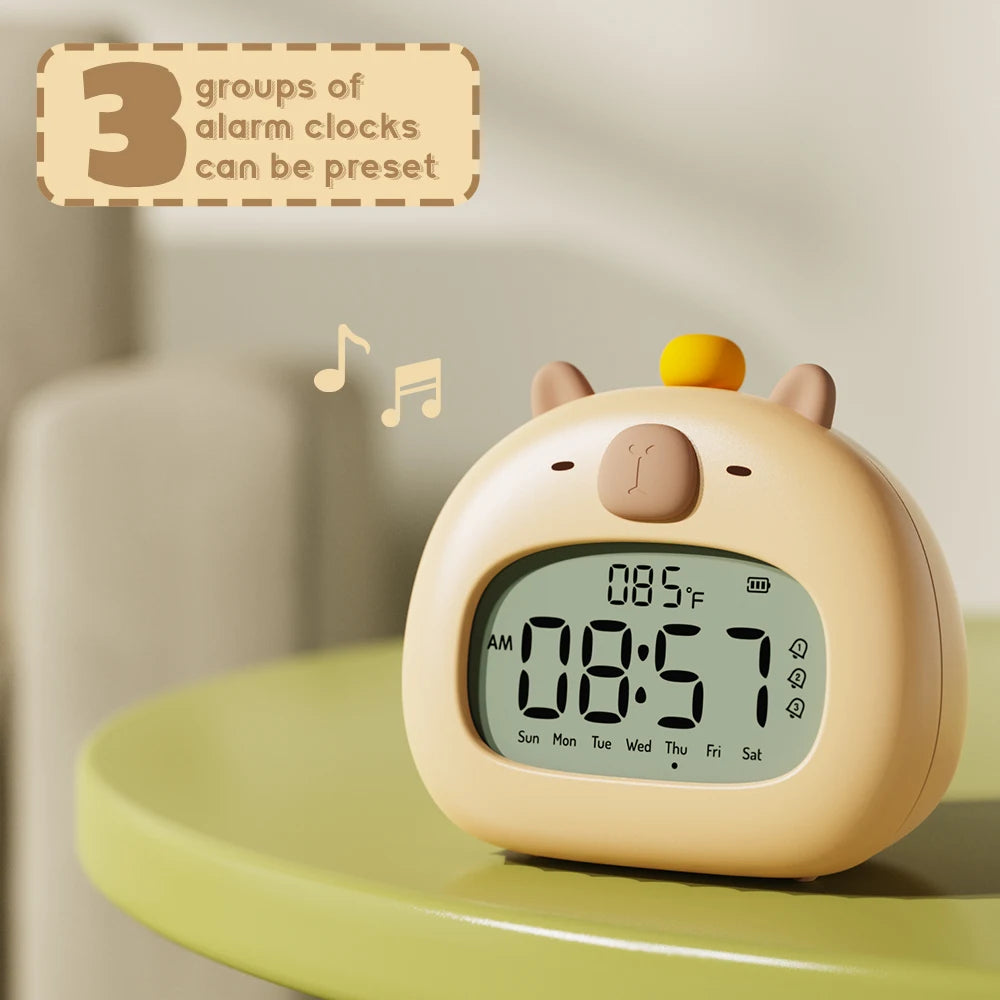 Capybara LED Night Light & Alarm Clock – USB Rechargeable Capybara LED Night Light & Alarm Clock – USB Rechargeable