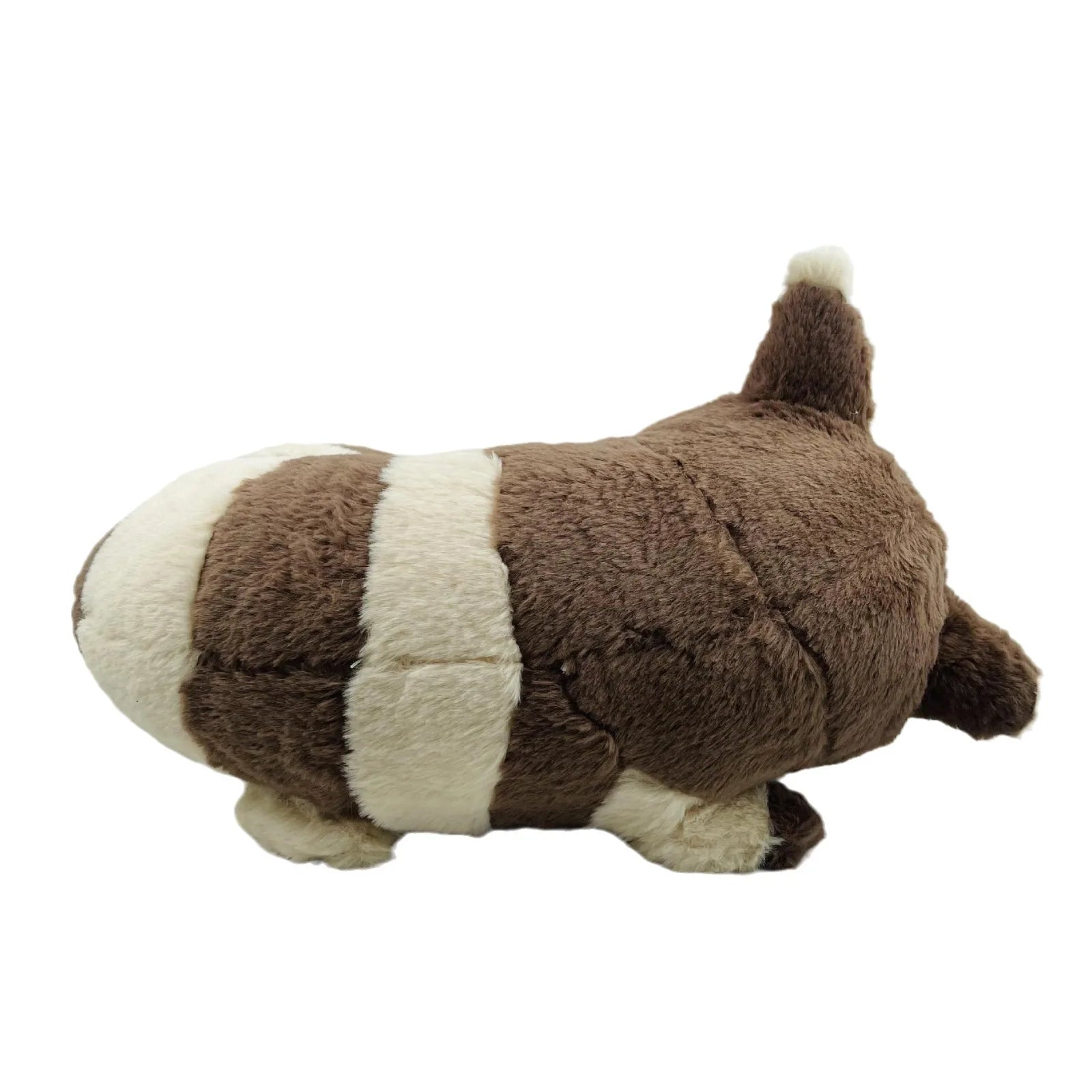 Pokemon Furret, Dratini & Snorlax Plush Neck Pillow A brown and white striped plush toy dog shown from the back on a plain white background.