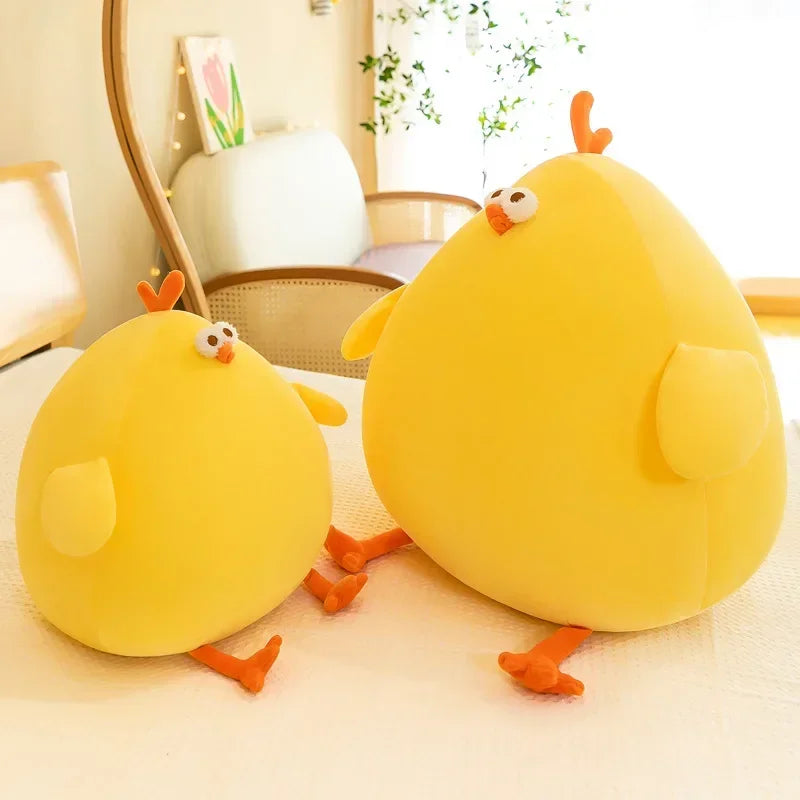 Squishmallow Fat Chicken Plush Toy Stuffed Animal Two yellow plush toys resembling chickens on a light gray background