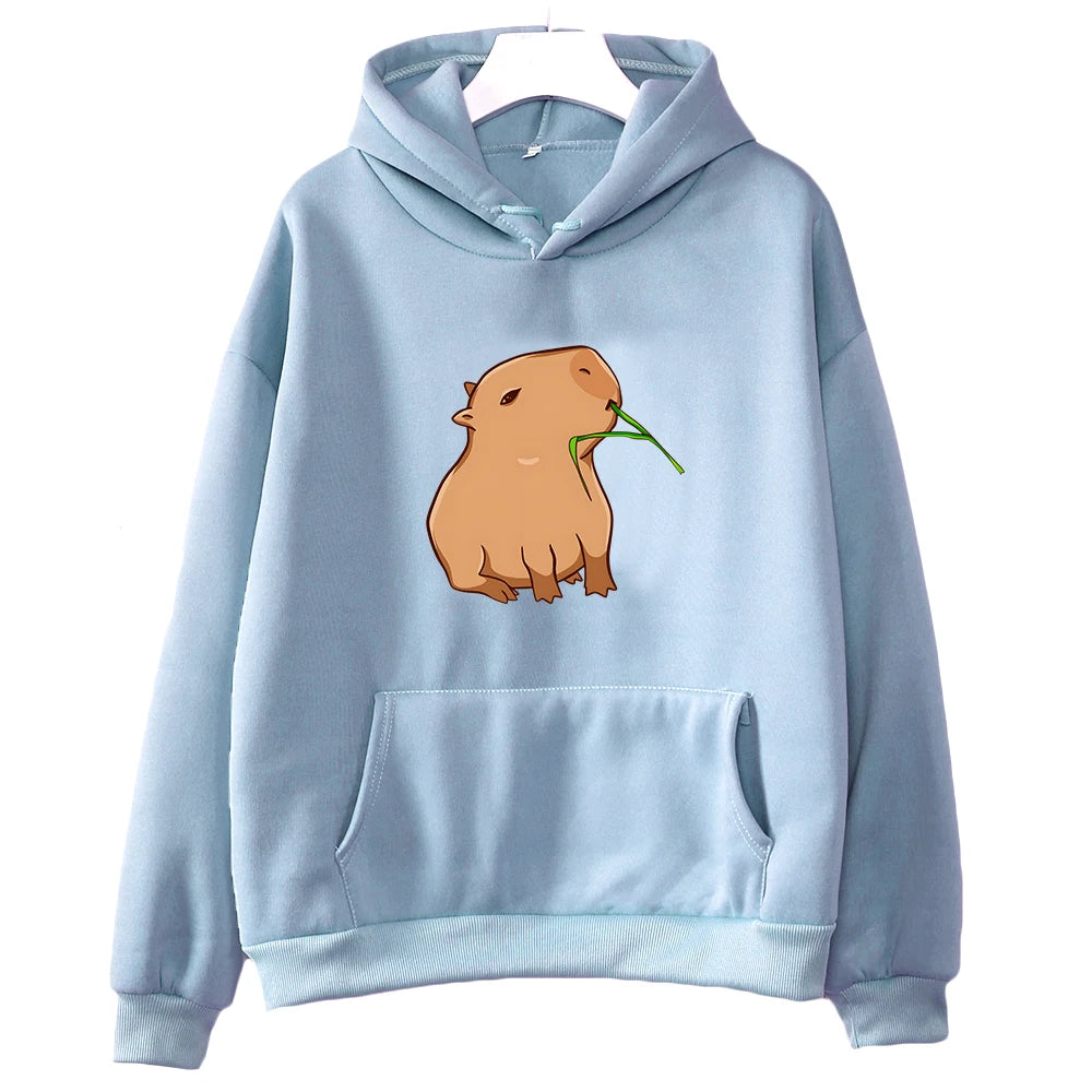 Capybara Hoodie Sweatshirt Capybara Hoodie Sweatshirt Furvenzy Light Blue XS